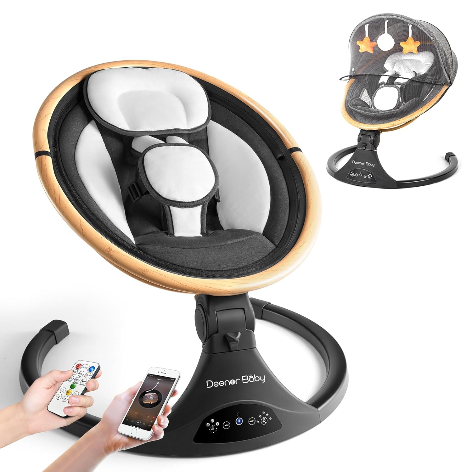 Electric Portable Baby Swing, 5-Speeds, Secure 5-Point Harness