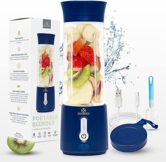 18oz USB Rechargeable Blender for Shakes - Powerful 150W, 6 Blades, Pulse Mode - On-the-Go Blend