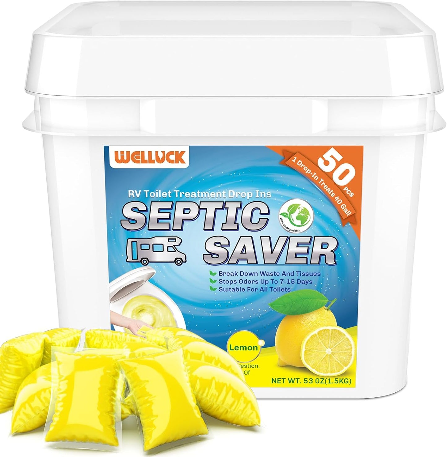WELLUCK RV Toilet Treatment Drop Ins for Odor Control and Waste