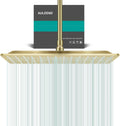 Square Rain Shower Head High Flow Stainless Steel - Brushed Gold 16