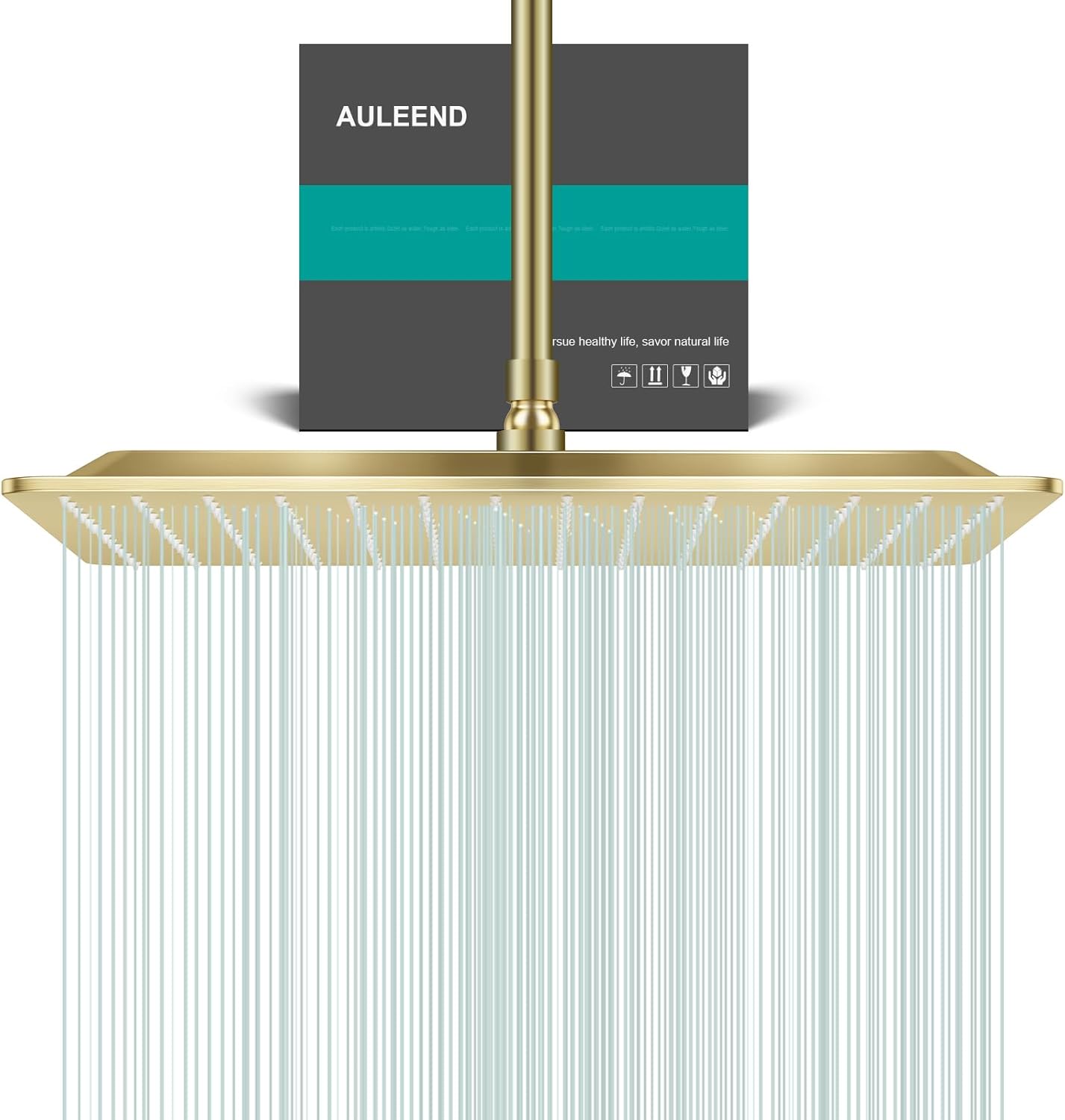 High Flow Square Rain Shower Head in Brushed Gold Finish