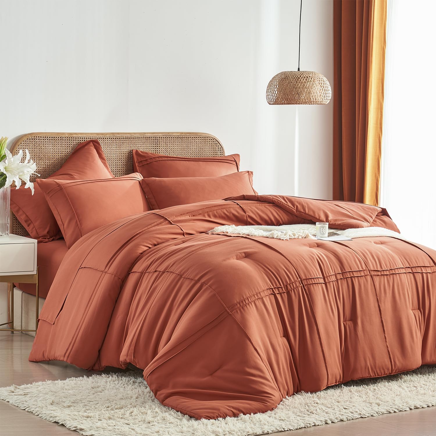 Yogeneg Full Size Comforter Set 7 Piece Bed in a Bag for Comfort