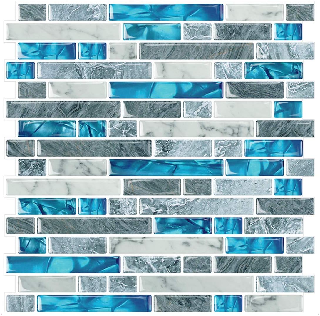STICKGOO 10-Sheet Peel and Stick Backsplash Tiles Blue Review