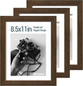 8.5x11 Picture Frame Set of 3 - Brown Woodgrain Elegance
