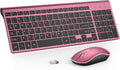 Wireless Keyboard Mouse Combo - Compact Ultra Slim Wine Red