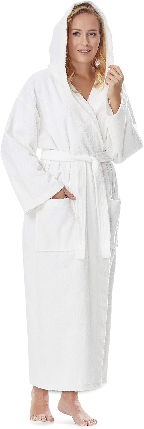 Arus Women's Hooded Classic Bathrobe in Soft Turkish Cotton