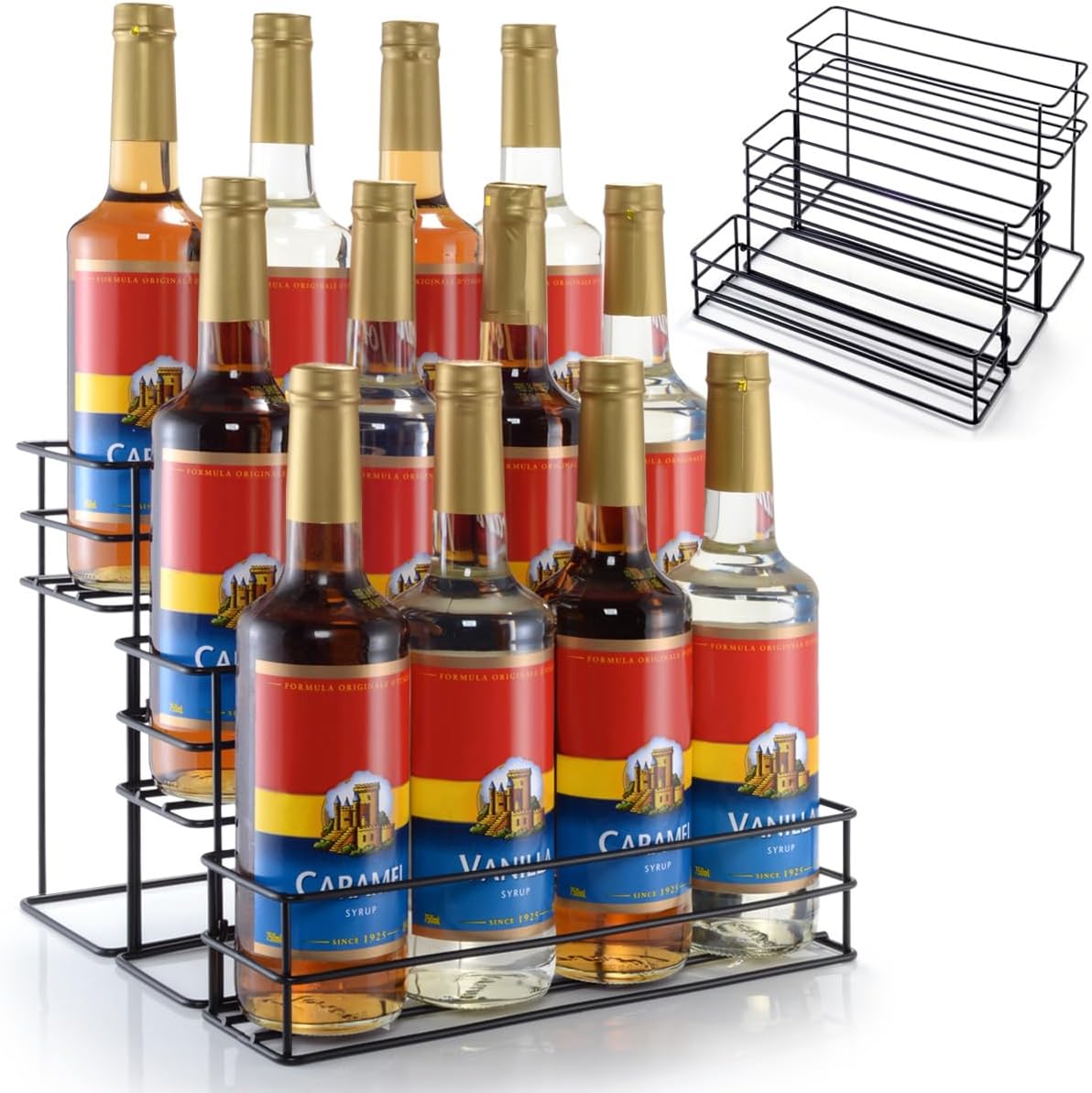 12 Bottle Capacity Coffee Syrup Organizer for Kitchen Storage