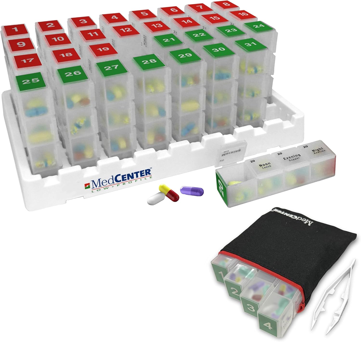31-Day Low Profile Pill Organizer for Easy Medication Management