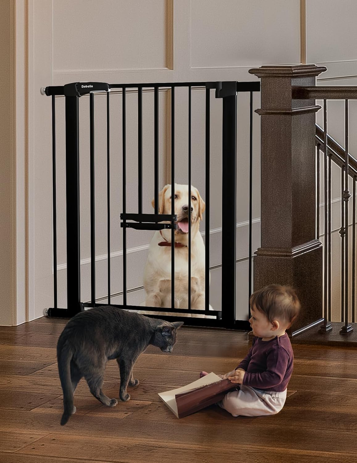 BABELIO 36 Extra Tall Baby Gate - Easy Walk Thru for Stairs & Doorways