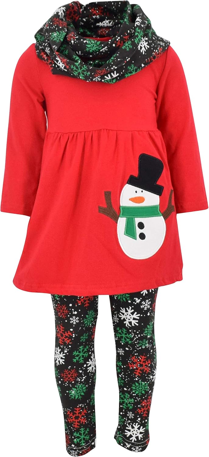 Unique Baby Girls 3pc Outfit Set with Frosty the Snowman Design
