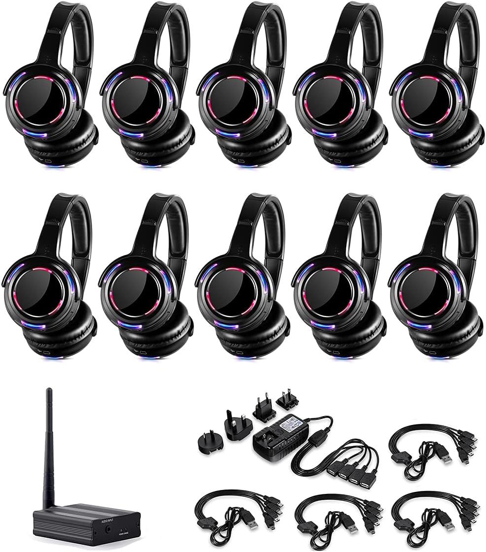 Professional Silent Disco LED Wireless Headphones for Parties