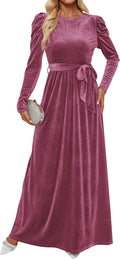 Elegant ZESICA Velvet Maxi Dress for Stylish Fall Occasions