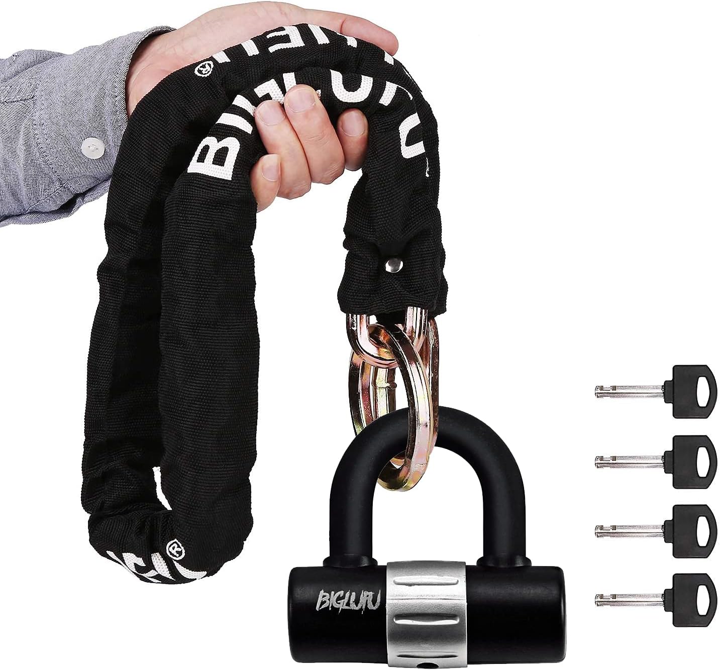 BIGLUFU Motorcycle Lock Chain Locks Heavy Duty for Security