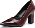 Trary Heels for Women Closed Pointed Toe Chunky Pumps - Comfortable