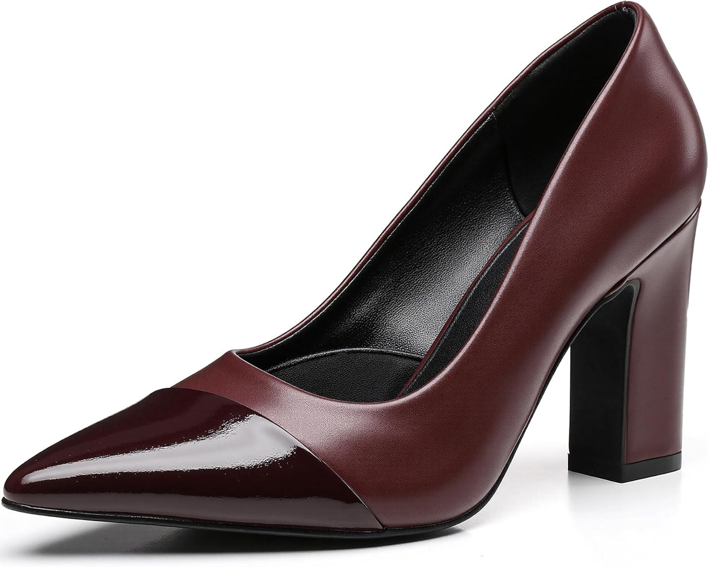Trary Heels for Women Closed Pointed Toe Chunky Pumps Shoes