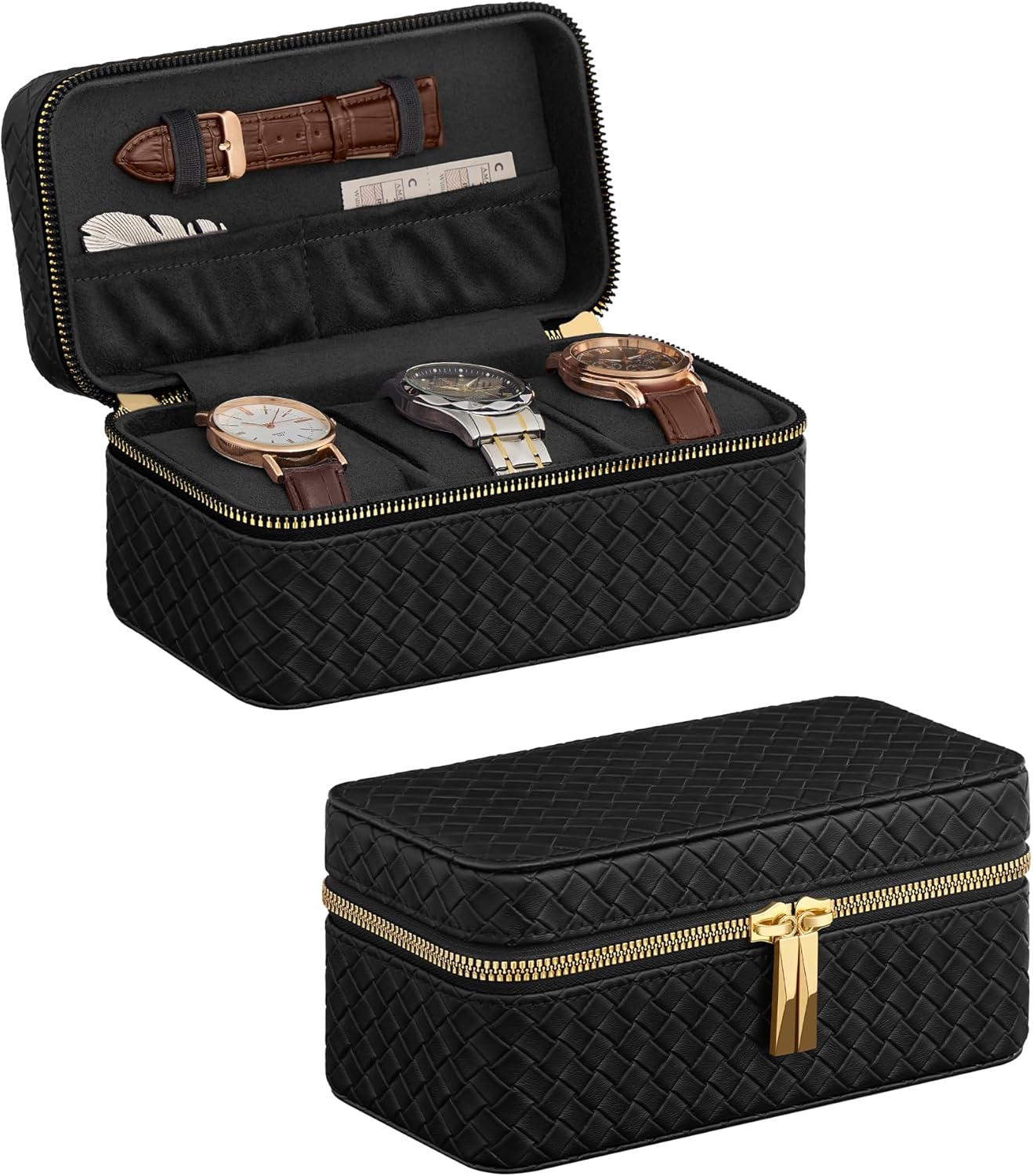 SONGMICS Mens Jewelry Box - Travel Case & Watch Storage, Gift Idea, Premium PU Leather