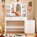 43.3 in W Vanity Desk with Mirror and 9 LED Lights - Organized Lighted