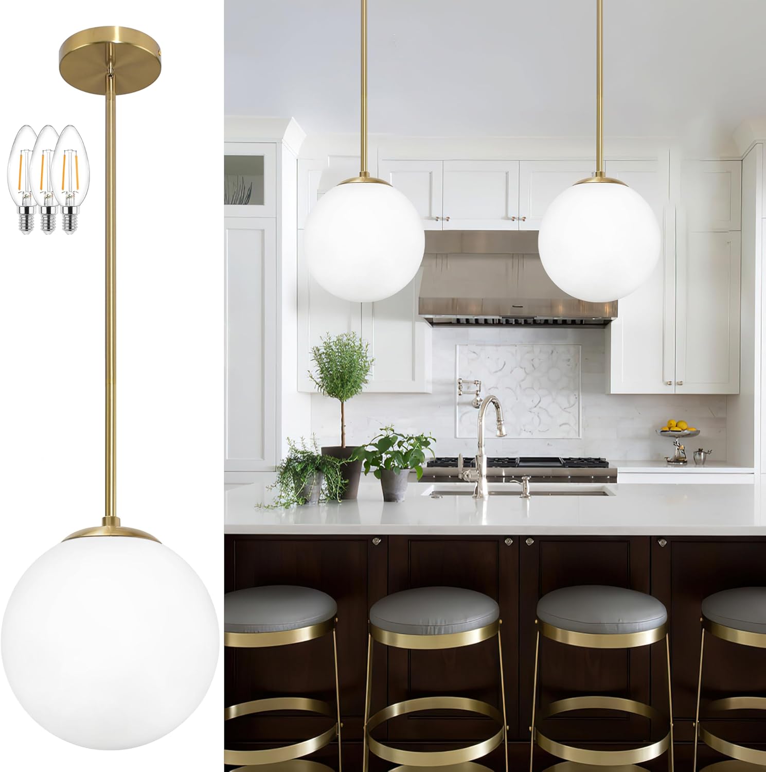 Gold Globe Pendant Light Fixture for Modern Home Decor