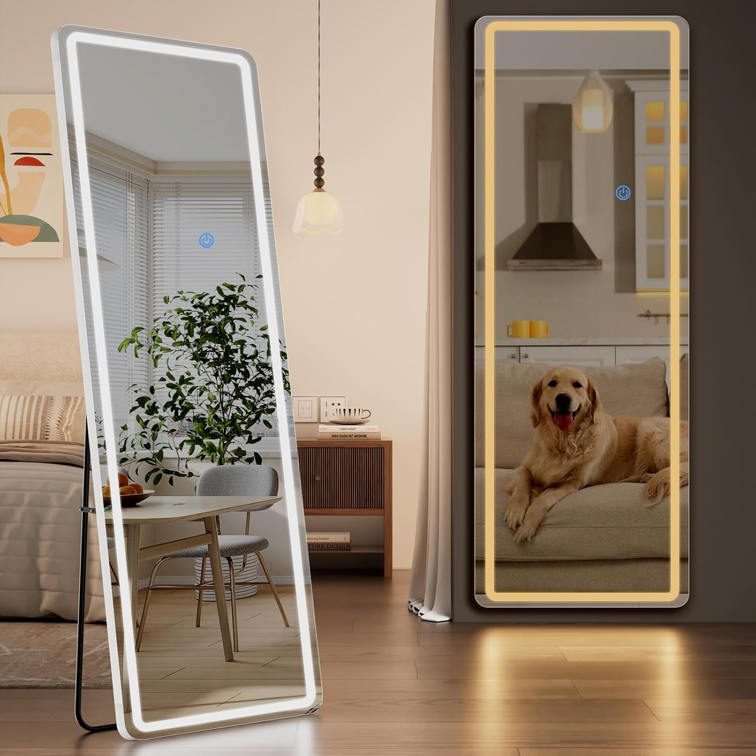 Koonmi Full Length Mirror with LED Lights for Bedroom Use