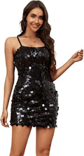Sequin Dress for Women Spaghetti Strap Glitter Sparkly Mini Dress