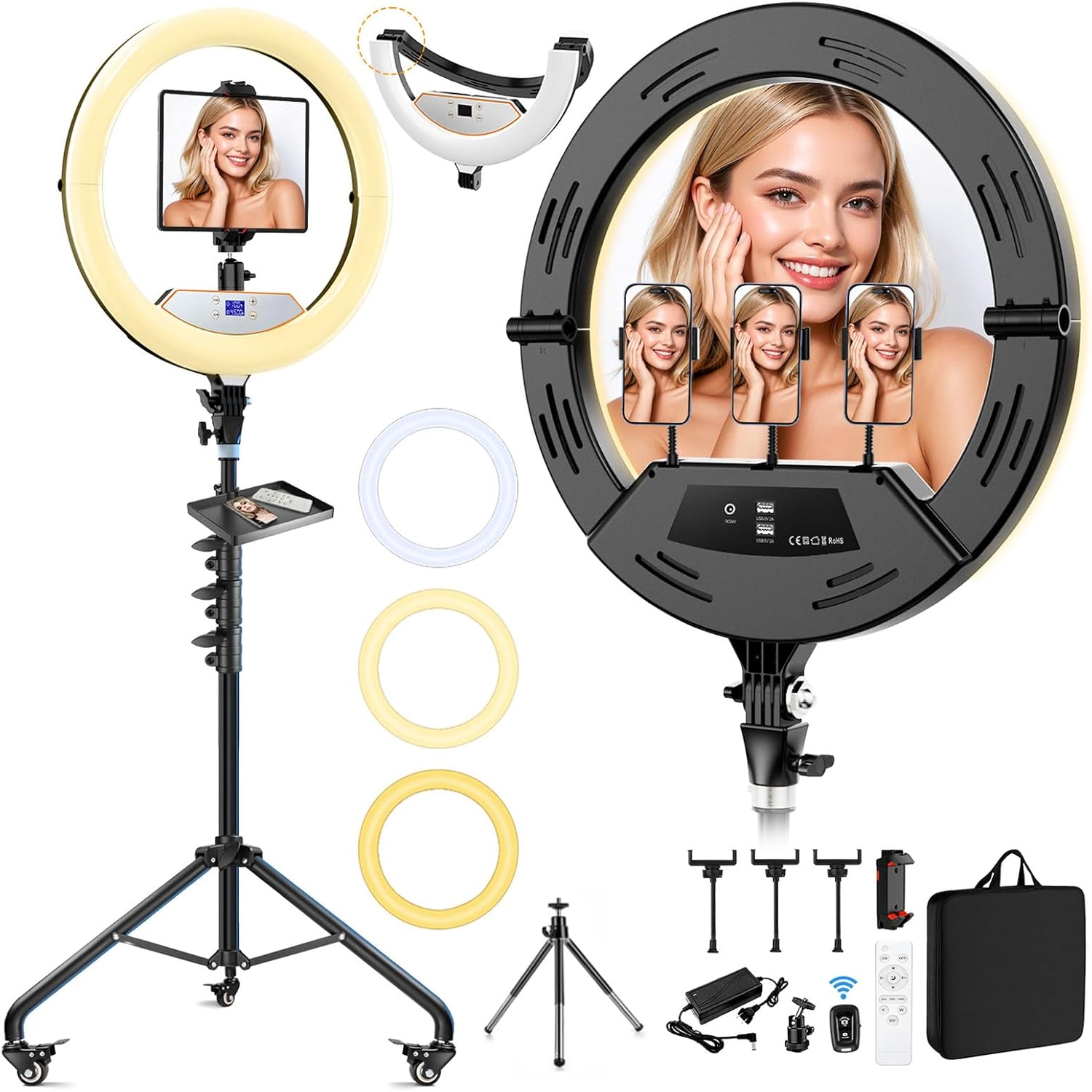 18 in Large Ring Light with Stand for Makeup and Photography
