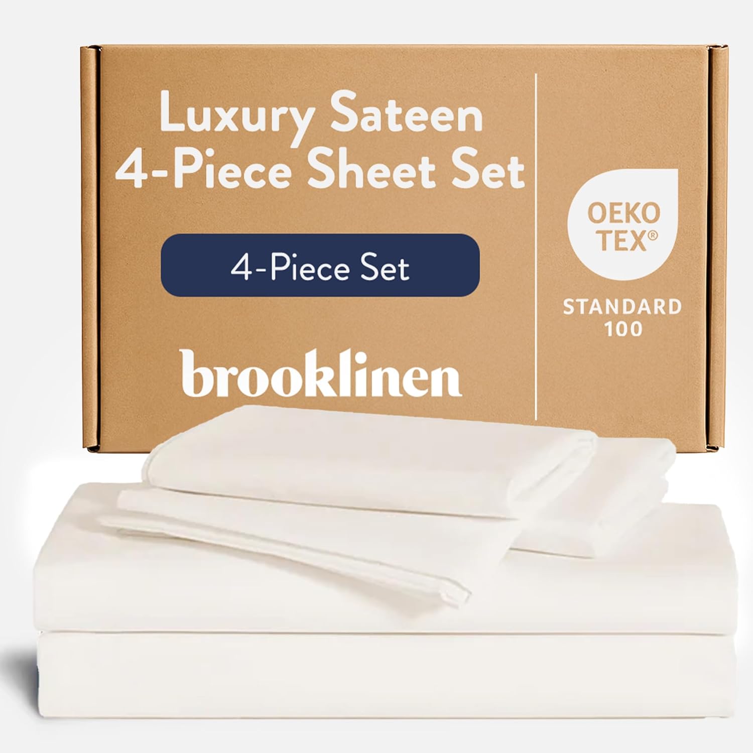 Brooklinen Luxury Sateen 4 Piece Sheet Set - Cream