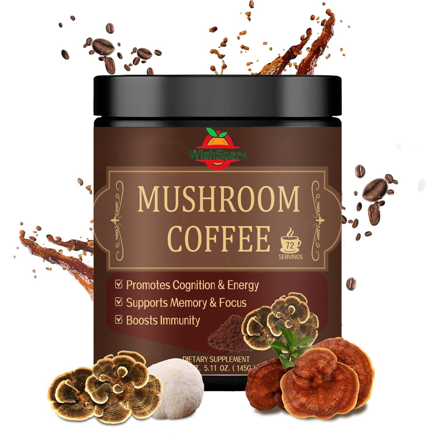 Organic Mushroom Coffee Blend - Gut Health & Brain Boost - 5.11 oz