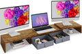 Dual Monitor Stand Riser - Adjustable Length and Angle with Drawers