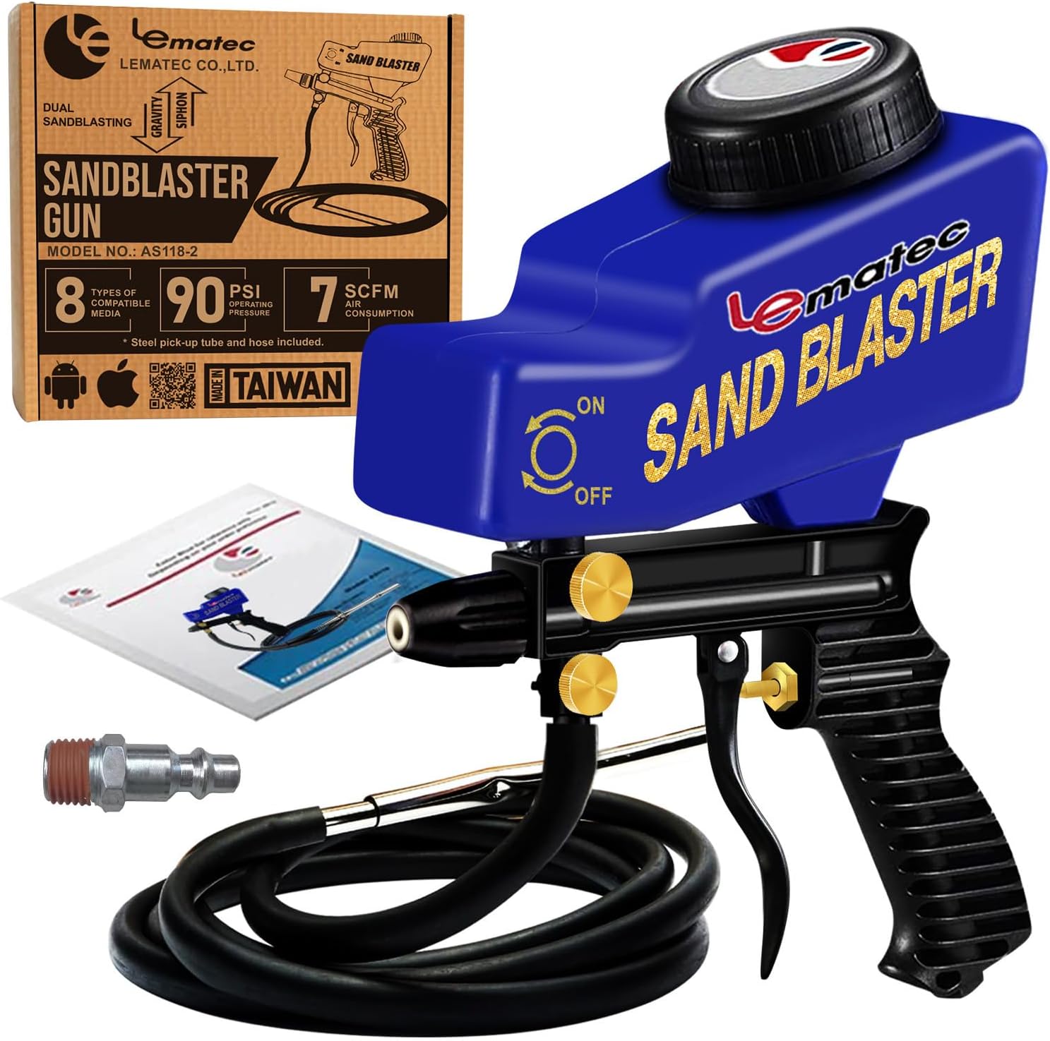 LE LEMATEC Portable Sand Blaster Gun Kit for Detail Work