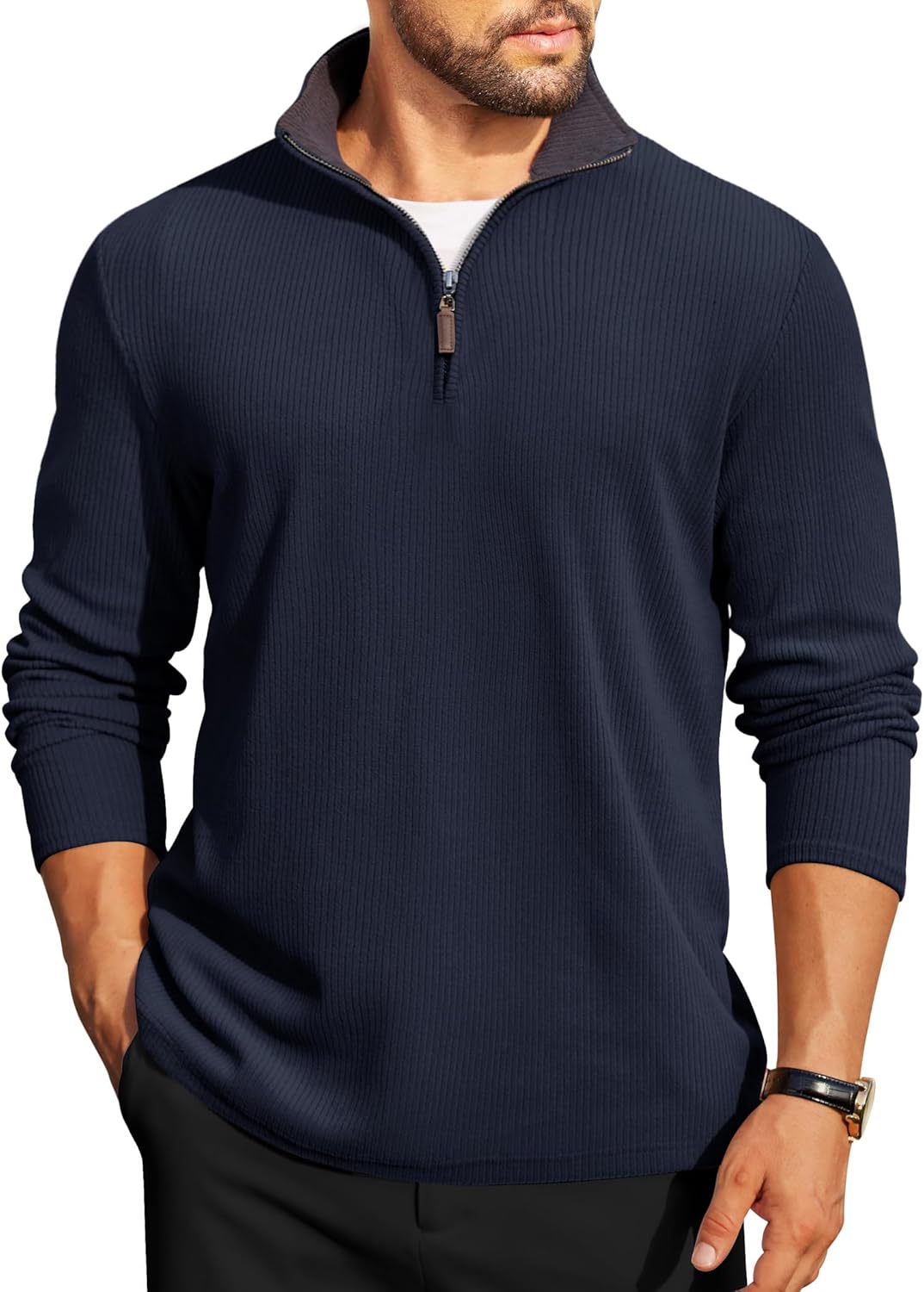 Stylish COOFANDY Mens Quarter Zip Pullover for Casual Wear