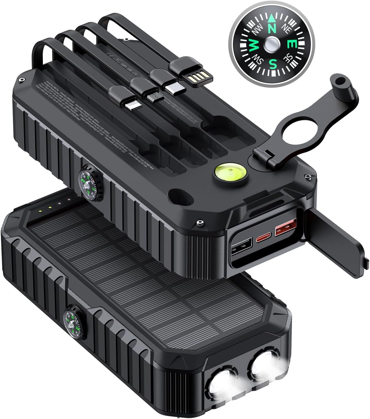 Solar Charger Power Bank 40000mAh with Hand Crank & Flashlight