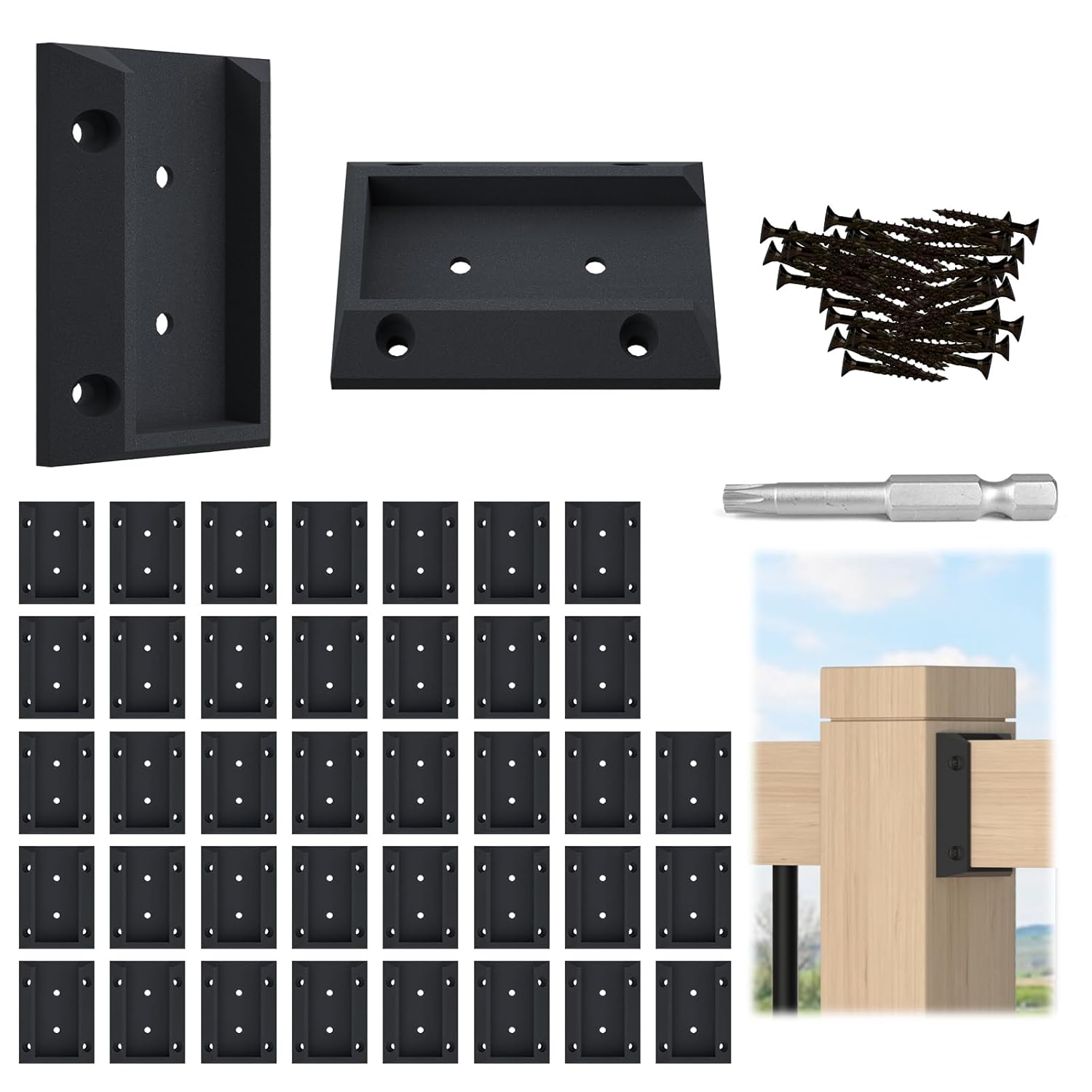 Muzata Deck Railing Brackets Connectors for 2x4 Wood Posts