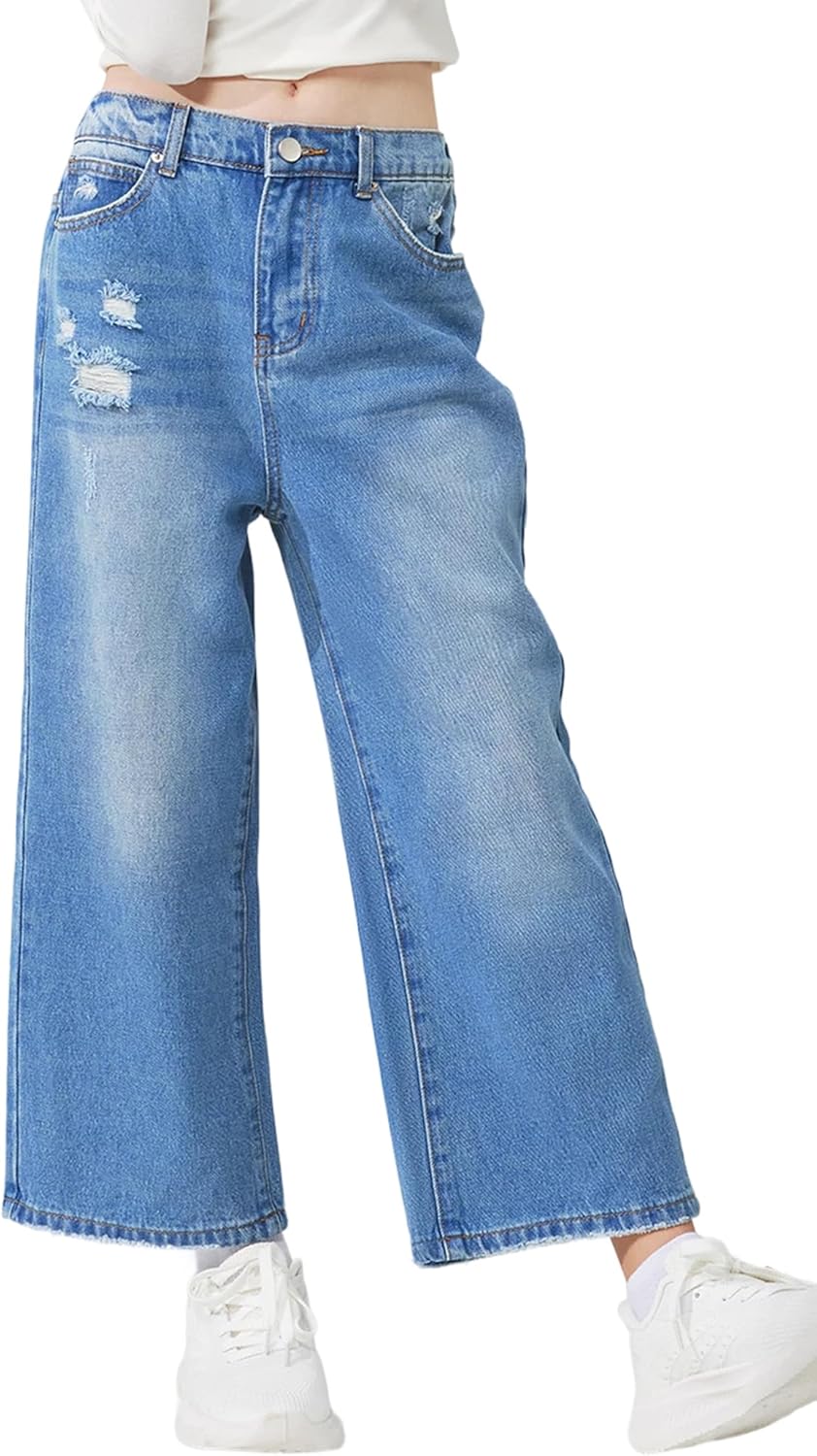 Girls Ripped Denim Bermuda Shorts for Trendy Summer Style