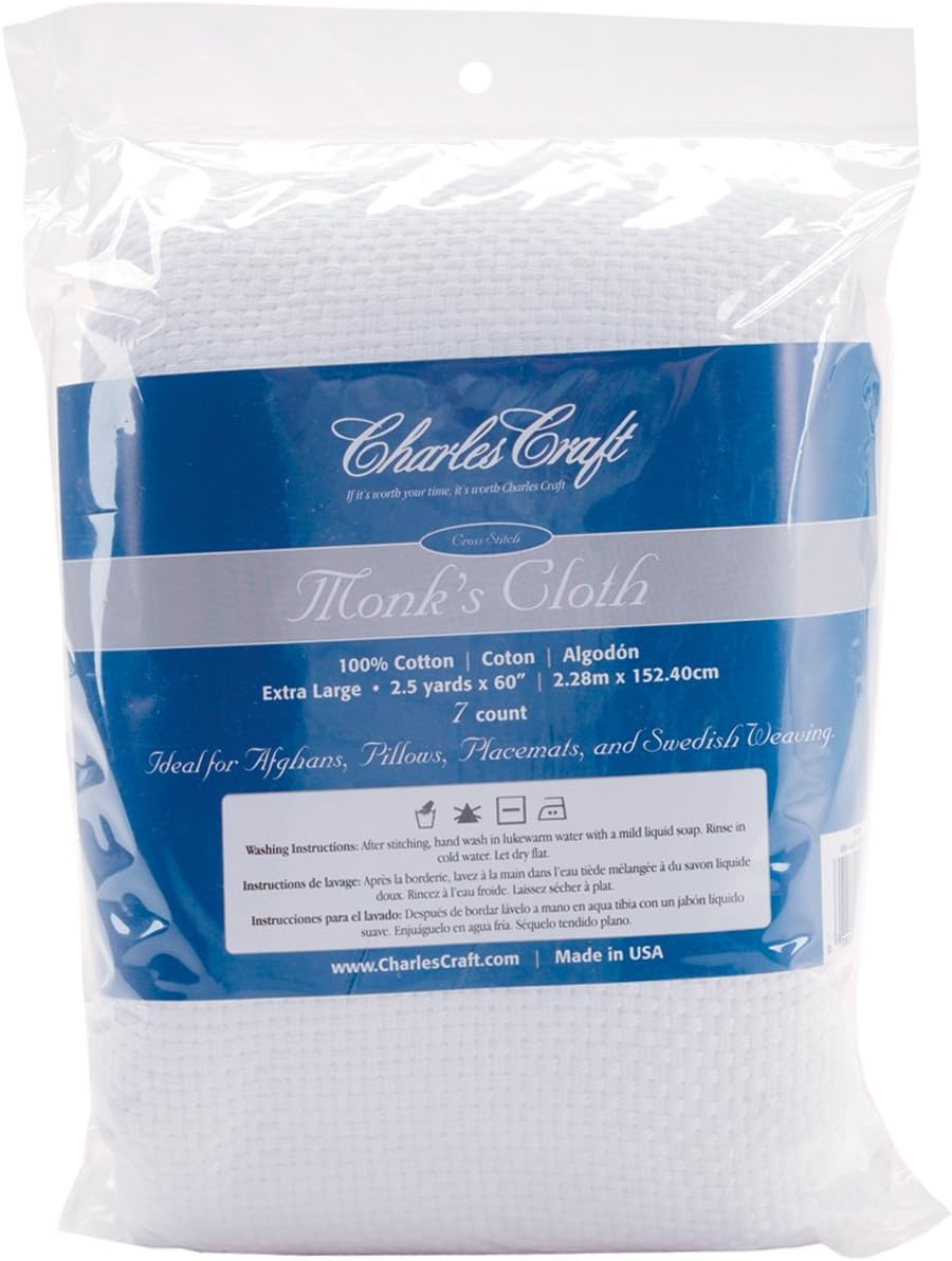 DMC Charles Craft Monk's Cloth Aida - 7 Count - 60in X2 (White)