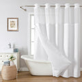 Extra Long White Waffle Weave Shower Curtain 71x86 in - No Hook Set