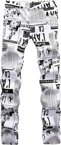 Baylvn Men's Casual Printed Slim Fit Jeans Skinny Denim Pants make