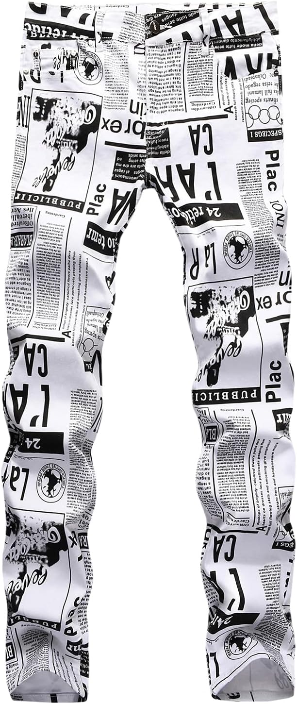 Baylvn Men's Casual Printed Slim Fit Jeans for Stylish Looks