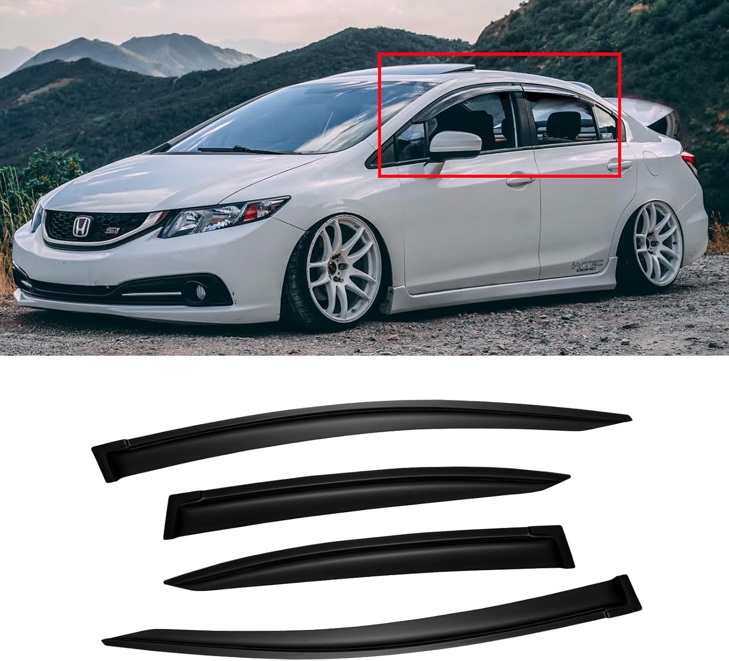 Window Visors for 2012-2015 Honda Civic Sedan - Durable Rain Guards