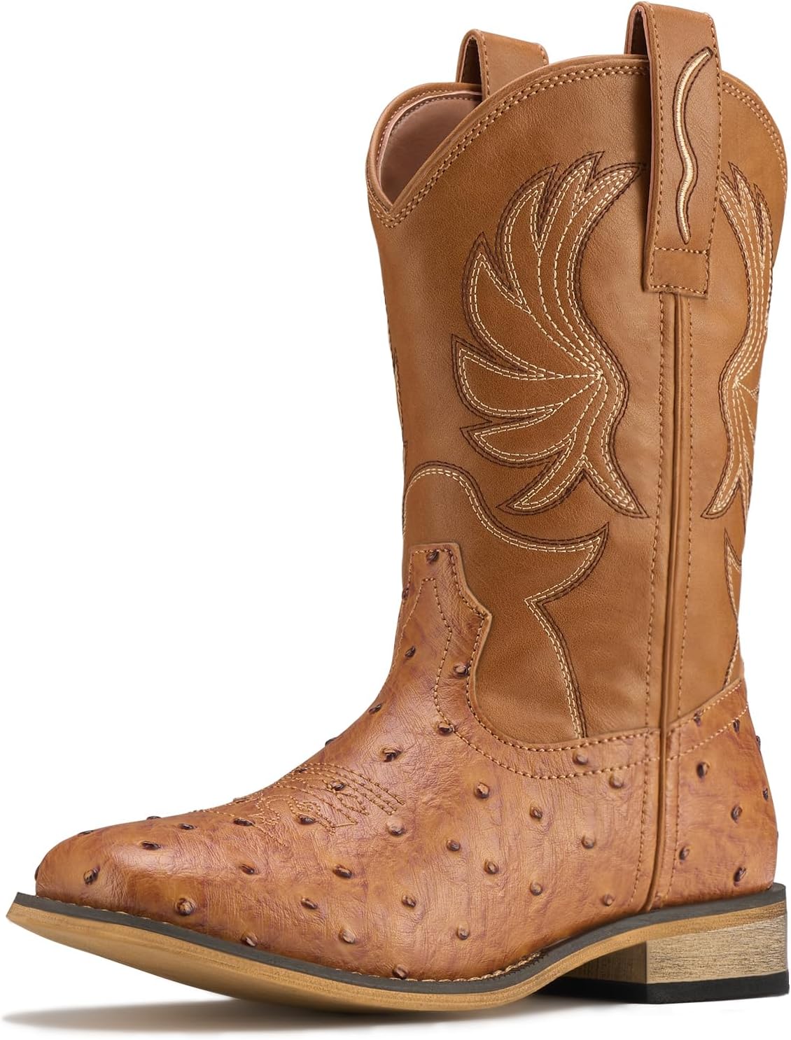 Rollda Kids Cowboy Boots for Boys Girls Western Square Toe