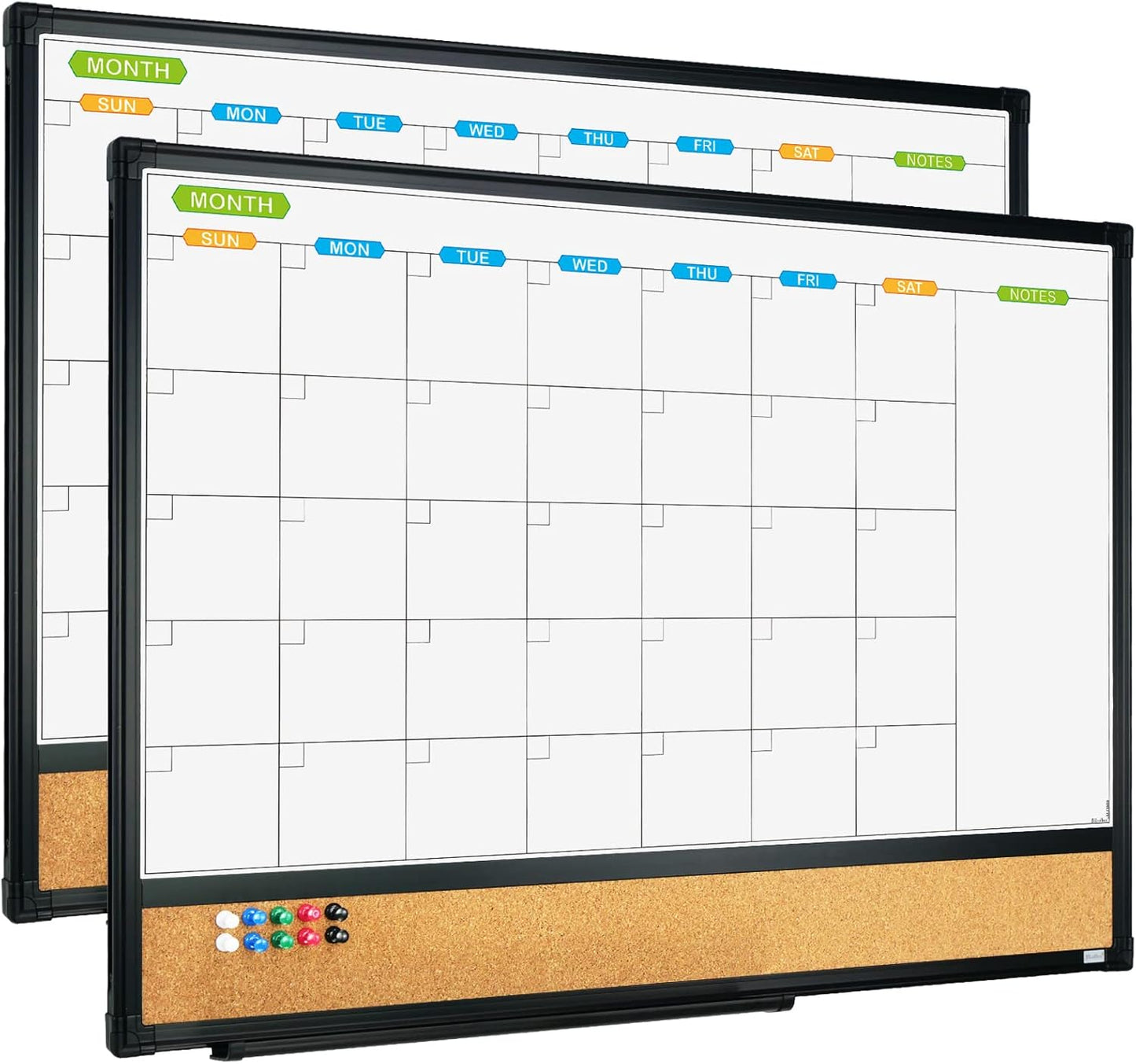 JILoffice Magnetic Calendar Whiteboard & Corkboard Combo Board