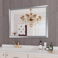48x36 in Bathroom Mirror Silver Framed Wall Mirror - Clean Brushed