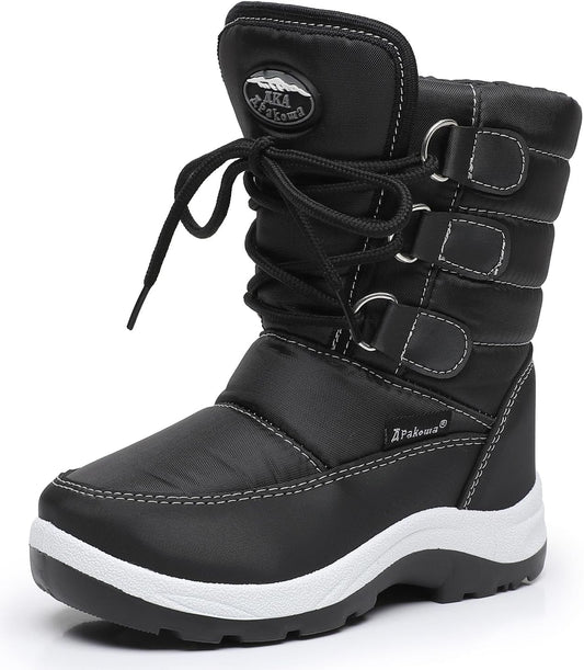 Apakowa Kids Girls Insulated Fur Winter Snow Boots for Comfort