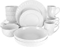 Elama White Porcelain Dish Dinnerware Set, 18 Piece - Elegant Diamond
