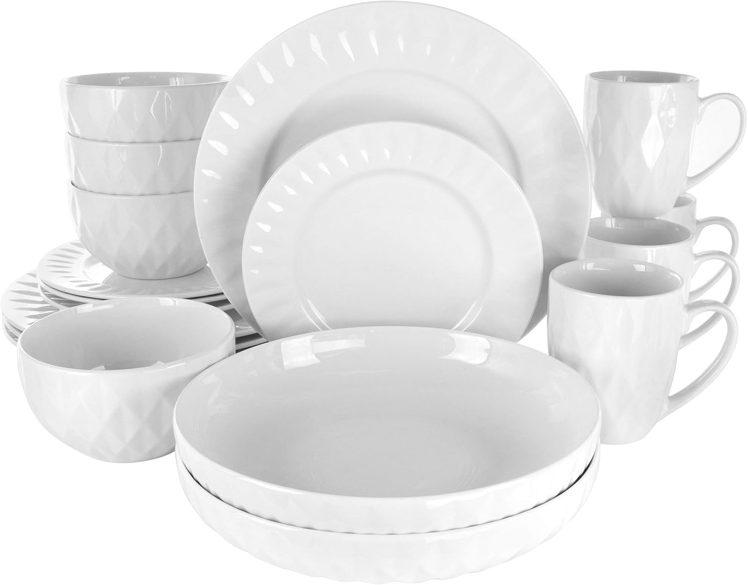Elama White Porcelain Dish Dinnerware Set with Elegant Design