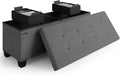 Gray Storage Ottoman Bench 43 in - Folding Seat with 660 lb Capacity