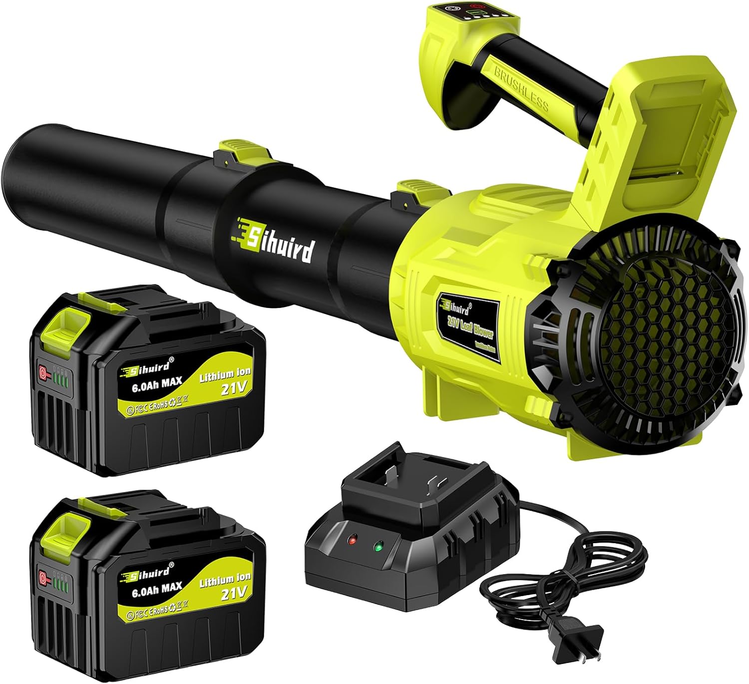 Cordless Leaf Blower with 2 x 21V Batteries for Lawn Care