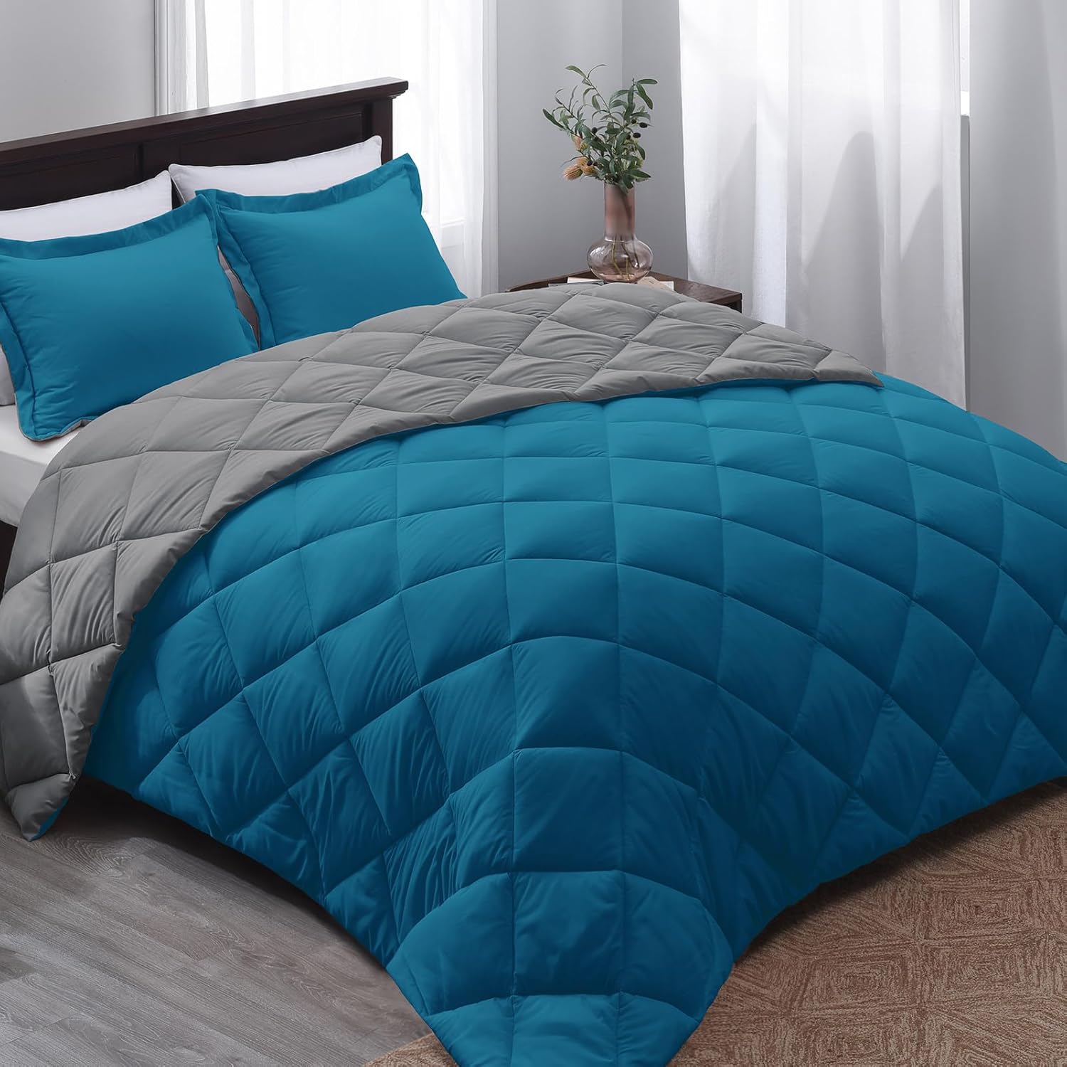 California King Comforter Set for All Seasons in Algiers Blue