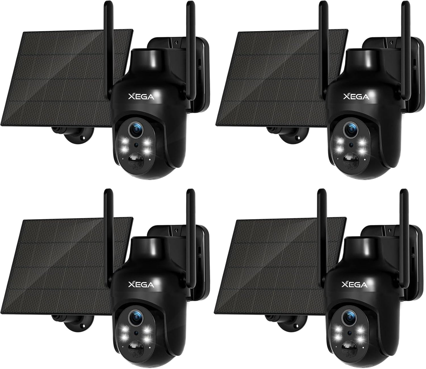 Xega 4 Pack Security Camera Wireless Outdoor with Solar Panel