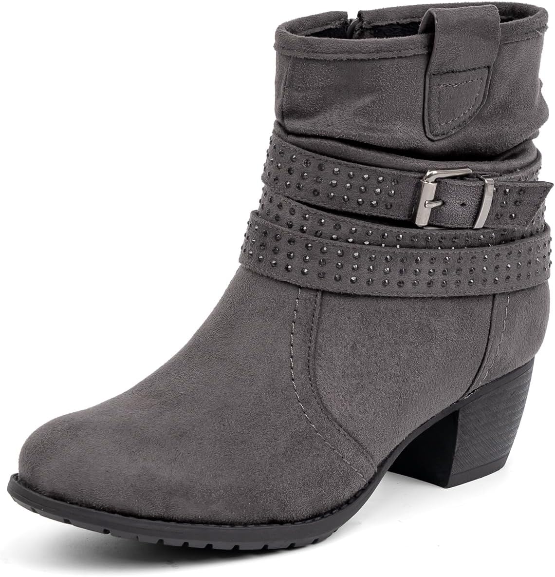 Stylish Women's Mid Calf Boots with Jeweled Strap for Comfort