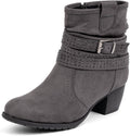 Women's Mid Calf Boots Round Toe Low Heel Slouchy Zip Booties